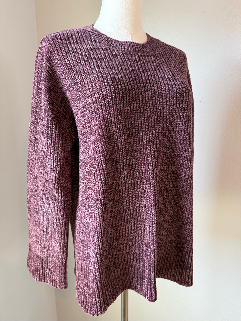 Matty M Chenille Crewneck Sweater Mauve Cozy Knit Size Small